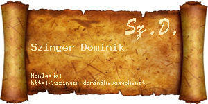 Szinger Dominik névjegykártya